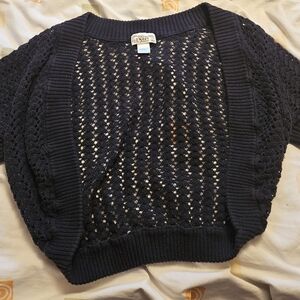 Old Navy Navy Open-Knit Cropped Cardigan